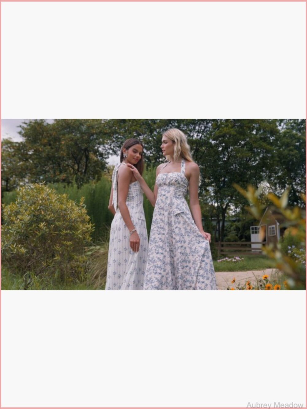 Floral Halter Corset Midi Dress Flowy A-Line Bow Tea Party - Picture 7 of 7